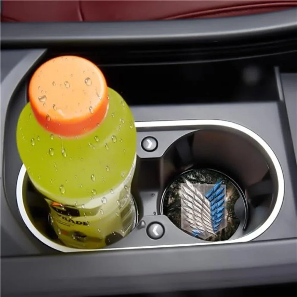 Anime Wing Design Car Cup Coasters 2-Pack Cup Holder Anti Slip Rubber Vehicle